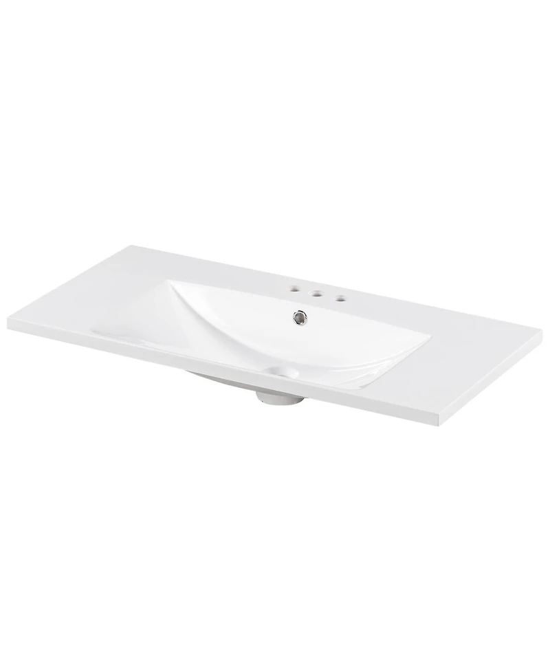 Sillysis 36-Inch Resin Bathroom Sink Vanity Top, Basin with 3 Faucet Holes, Scratch and Stain Resistant for Modern Bath.