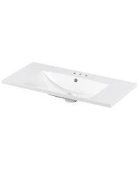 Sillysis 36-Inch Resin Bathroom Sink Vanity Top, Basin with 3 Faucet Holes, Scratch and Stain Resistant for Modern Bath.