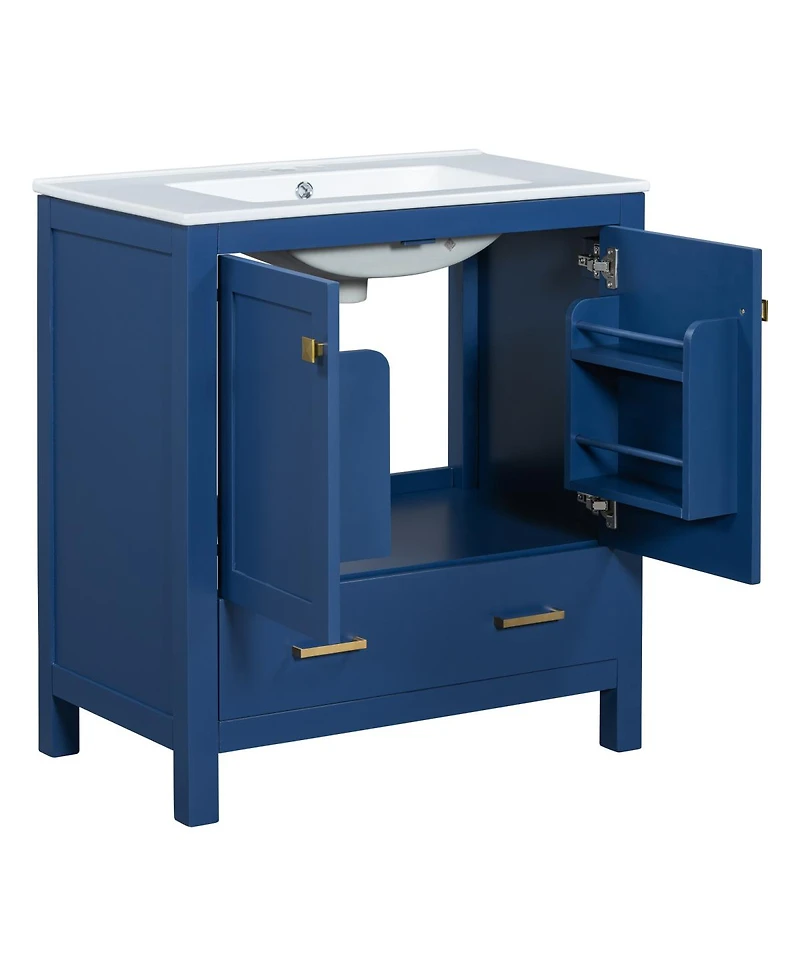 Sillysis 60 Inch Double Bathroom Vanity Set, Freestanding Solid Wood Cabinet with Ceramic Sinks and Soft Close Doors, Modern Storage.