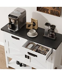 gaomon Modern Farmhouse Coffee Bar Cabinet with Drawers and Shelf