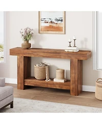 gaomon 63" Farmhouse 2-Tier Console Sofa Table with Storage, for Entryway, Living Room and Hallway