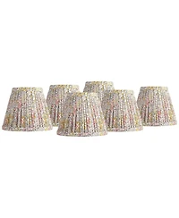 Springcrest Nelle 3 1/2" Top x 6" Bottom x 5" High x 5" Slant Print Lamp Shade Replacement Set of 6 Peach Pleated Clip On Candelabra