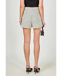 endless rose Women's Boucle Tweed Check Shorts