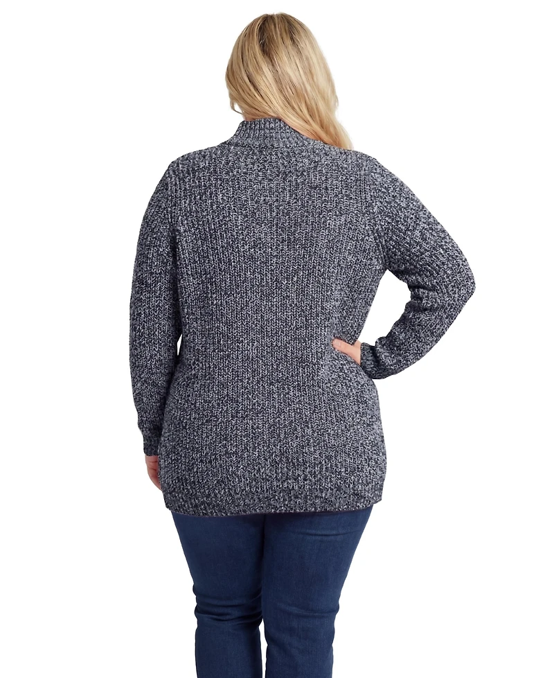 Woman Within Plus Zip Front Shaker Cardigan