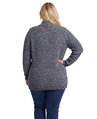 Woman Within Plus Zip Front Shaker Cardigan