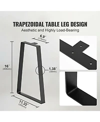 Gouun Trapezoid Steel Table Legs Set of 2, 400 lbs Capacity