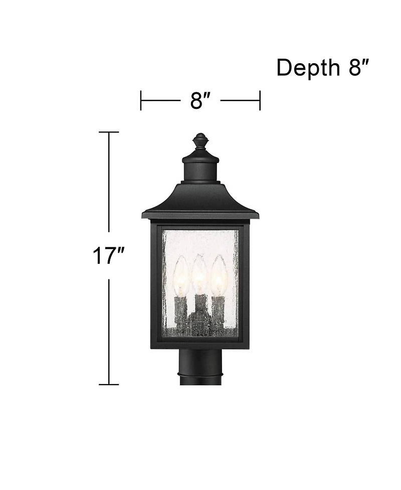 John Timberland Moray Bay Rustic Mission Outdoor Post Light 17" Clear Seedy Glass for Exterior Barn Deck House Porch Yard Patio Home Outside