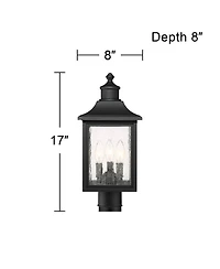 John Timberland Moray Bay Rustic Mission Outdoor Post Light 17" Clear Seedy Glass for Exterior Barn Deck House Porch Yard Patio Home Outside