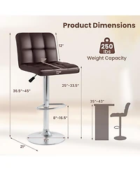 Gouun Adjustable Upholstered Faux Leather Bar Height Stools Set of 2 with Metal Legs