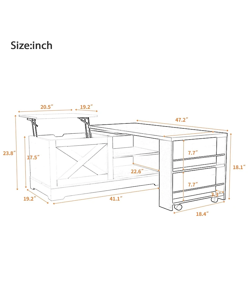 Rainsken Farmhouse Lift Top Coffee Table