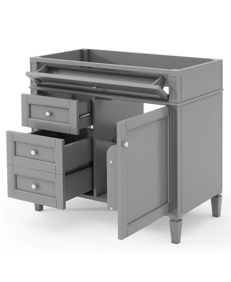 Sillysis Bathroom Vanity without Top Sink, Soft Close Drawers, Adjustable Shelf and Door Organizer for Small