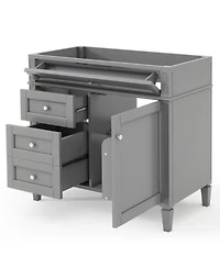 Sillysis Bathroom Vanity without Top Sink, Soft Close Drawers, Adjustable Shelf and Door Organizer for Small