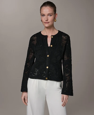 Donna Karan New York Women's Crochet Button-Front Jacket