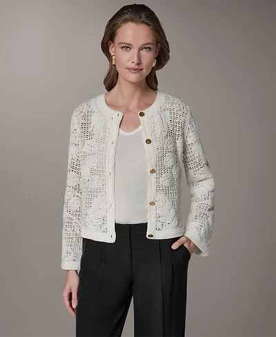 Donna Karan New York Women's Crochet Button-Front Jacket