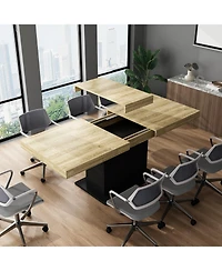 Homsee Wooden extendable dining table in for 4-10 people, rectangular kitchen table for home, kitchen, office