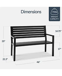 Best Choice Products Outdoor Metal Bench Patio Garden Bench, 790lb Capacity, Steel Slatted Seat with Armrests