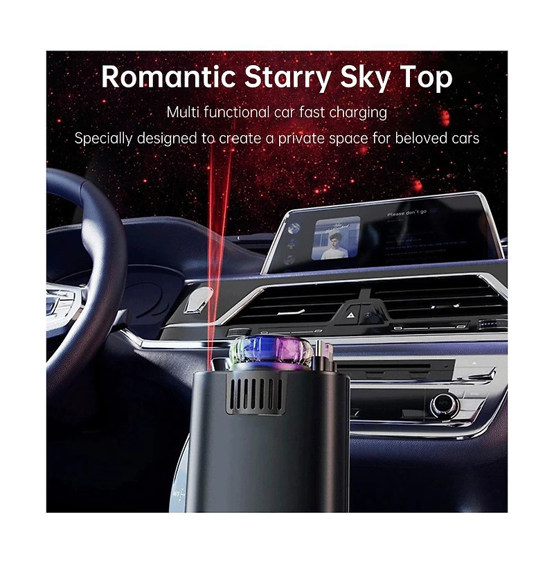 Artudatech 120W Car Charger with Retractable Cable, Aromatherapy and Star Ceiling Light