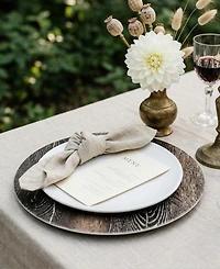 American Atelier Walnut Finish Charger Plate 12 Piece Dinnerware Set, Service for 12