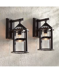 John Timberland Argentine Rustic Farmhouse Outdoor Wall Light Fixtures Set of 2 Bronze 17" Clear Seedy Glass for Post Exterior Barn Deck