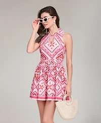 Avec Les Filles Women's Sleeveless Tie Detail Mini Dress