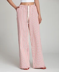 Avec Les Filles Women's Mid-Rise Striped Drawstring Pants