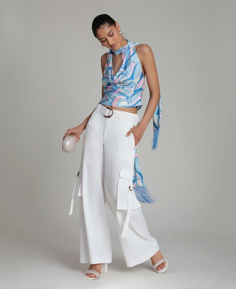 Avec Les Filles Women's Mid-Rise Wide-Leg Pants