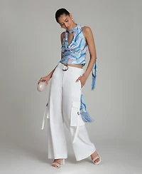 Avec Les Filles Women's Mid-Rise Wide-Leg Pants