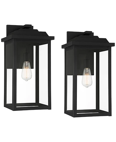 John Timberland Eastcrest Modern Outdoor Wall Light Fixtures Set of 2 Textured Metal 20 1/2" Clear Glass for Post Exterior Barn Deck