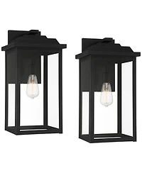 John Timberland Eastcrest Modern Outdoor Wall Light Fixtures Set of 2 Textured Metal 20 1/2" Clear Glass for Post Exterior Barn Deck