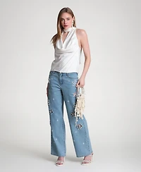 Avec Les Filles Women's Long Tie Halter Top
