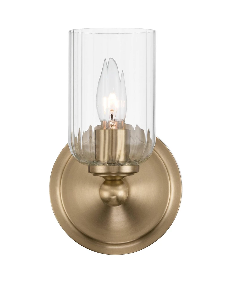 Possini Euro Design Oliver 9 1/4"H Satin Brass and Fluted Glass Wall Sconce