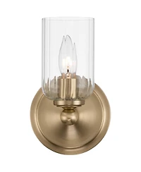 Possini Euro Design Oliver 9 1/4"H Satin Brass and Fluted Glass Wall Sconce