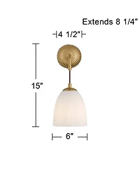 Possini Euro Design Comfrey 15" High Warm Brass and Glass Wall Sconce Set of 2