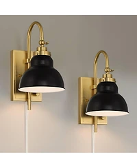 Possini Euro Design Possini Euro Lilith 13 1/2"H Antique Brass Plug-In Wall Light Set of 2