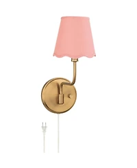Possini Euro Design Ophelia 9 1/2"H Warm Brass Plug-In Wall Sconce with Scallop Shade