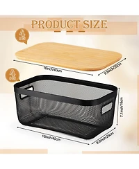 Yigii 4 Metal Mesh Stackable Baskets With Handles Lids Pantry Organization Storage For Cabinets Shelves Kitchen