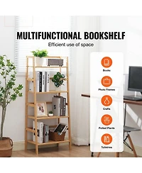 Sugift 4-Tier Bamboo Ladder Shelf Display Rack for Bathroom Bedroom or Office