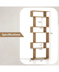 Sugift Six Tier Geometric Bookshelf with Anti Tipping Safety Kits