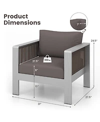 Gouun Aluminum Patio Armchair with Thick Back and Seat Cushions