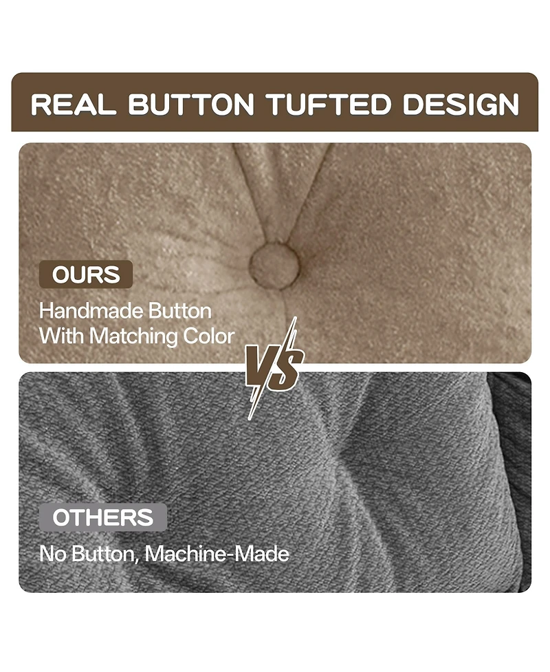 Rainsken 77" Mid-Century Velvet Loveseat Sofa, Stylish 2-Seater Couch with Button Tufted Detailing and Floor-Grazing Tassel Skirt for Living Room