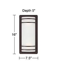 John Timberland Habitat Modern Industrial Outdoor Wall Light Fixtures Set of 2 Rubbed Bronze 16" Opal Glass for Post Exterior Barn Deck