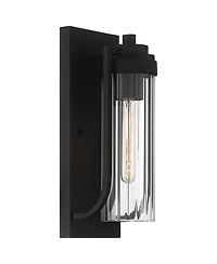 Possini Euro Design Bogota Modern Outdoor Wall Light Fixtures Set of 2 Textured 15 1/2" Clear Ribbed Glass for Post Exterior Barn