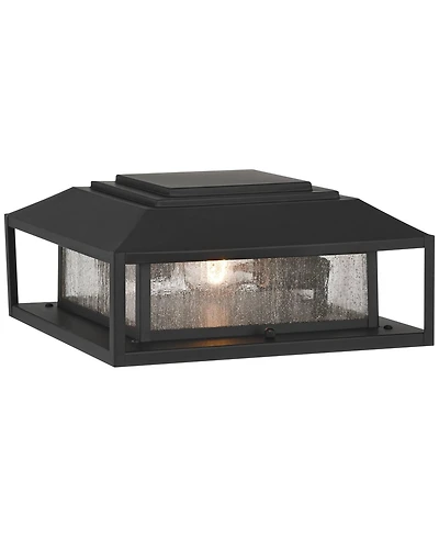 John Timberland Gregor 6" High Modern Outdoor Pier Mount Light Fixture Porch House Exterior Weatherproof Black Seeded Glass Shade