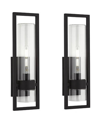 Possini Euro Design Reed 21" High Modern Outdoor Wall Light Fixture Mount Porch House Set of 2