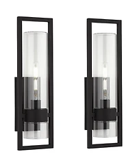 Possini Euro Design Reed 21" High Modern Outdoor Wall Light Fixture Mount Porch House Set of 2