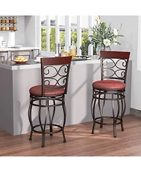 Costway 26" Swivel Bar Stools Set of 2 with Upholstered Seat Scroll Backrest Footrest