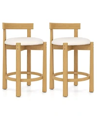 Costway 24" Counter Height Bar Stools Set of 2 with Backrests and Footrests for Dining Room