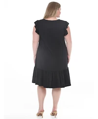 White Mark Plus Button Front Tiered Swing Dress