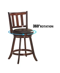 Costway 25'' Swivel Bar stool Leather Padded Dining Kitchen Pub Bistro Chair