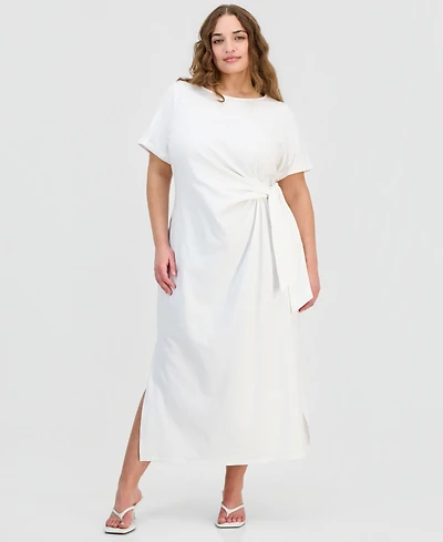 On 34th Trendy Plus Side-Tie Knit Midi Dress, Created for Macy's